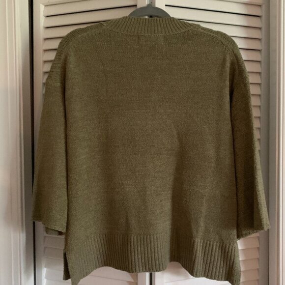 El Corte Ingles relaxed v-neck khaki/green chenille knitted sweater size small - Picture 2 of 7